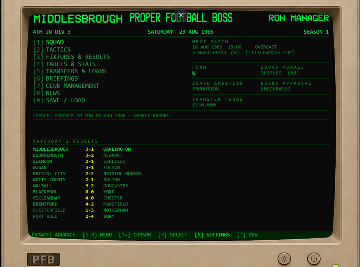 Proper Football Boss — Mexico 86 demo